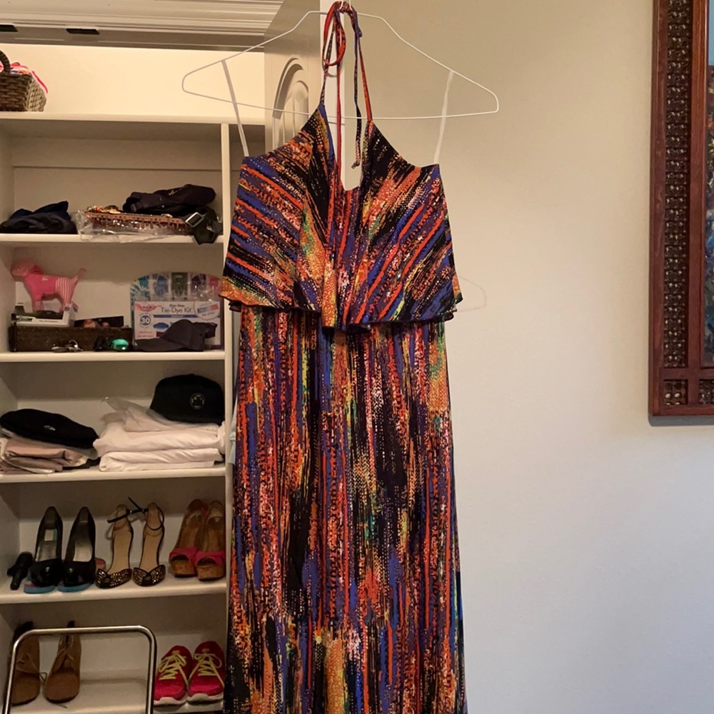 Multi-colored Halter Top Maxi dress